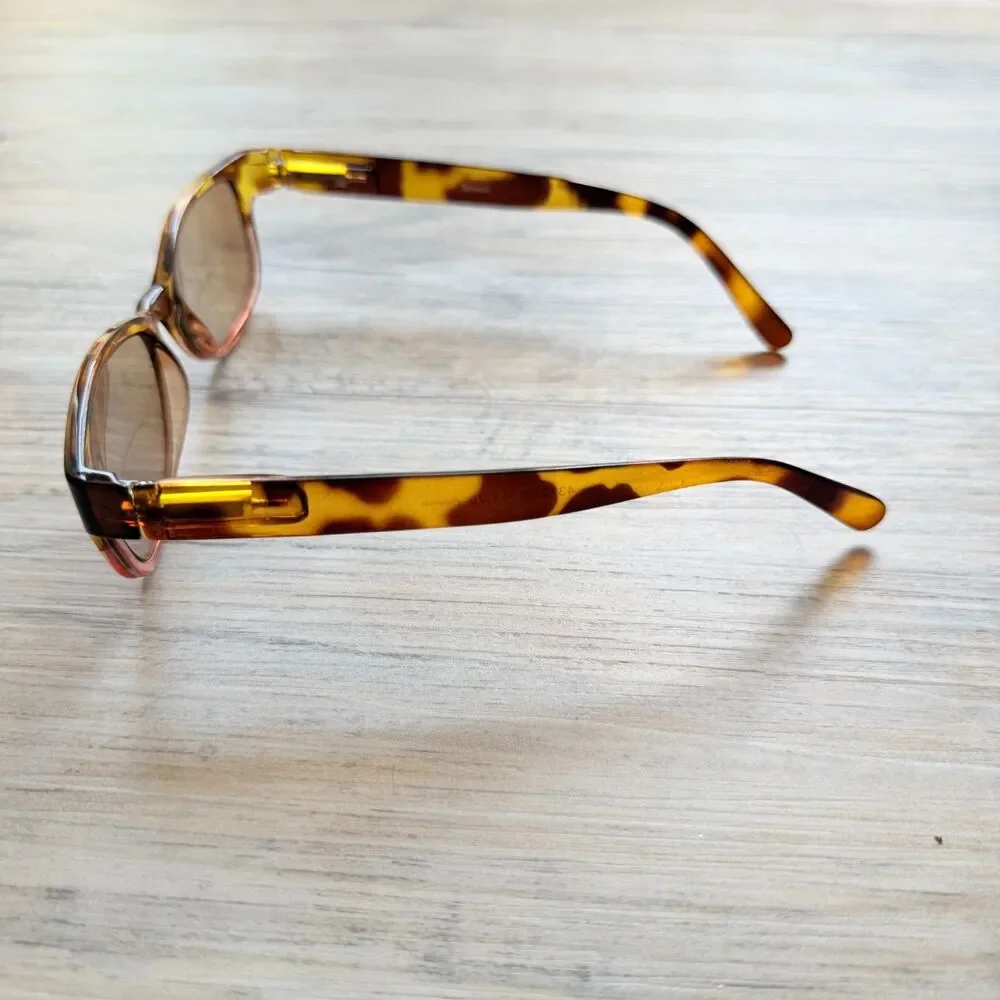 Vintage Y2K Sunglasses Reading Glasses +1.75 Tortoise Amber Pink